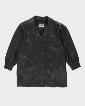 00s Black Leather Box Style Jacket - L