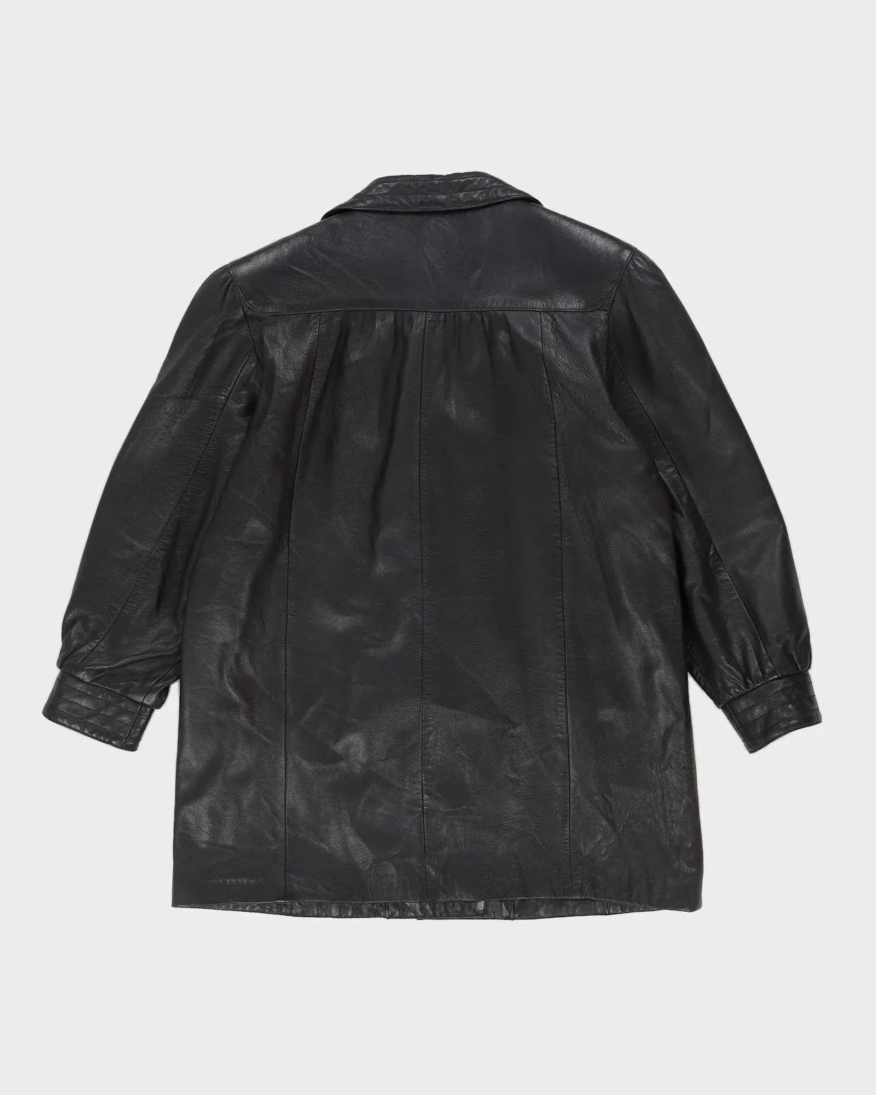 00s Black Leather Box Style Jacket - L