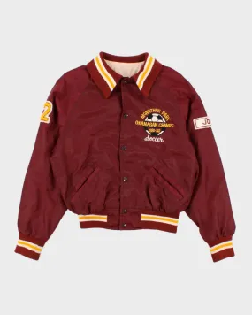 80s Vintage Men's Burgundy Varsity Jacket - M