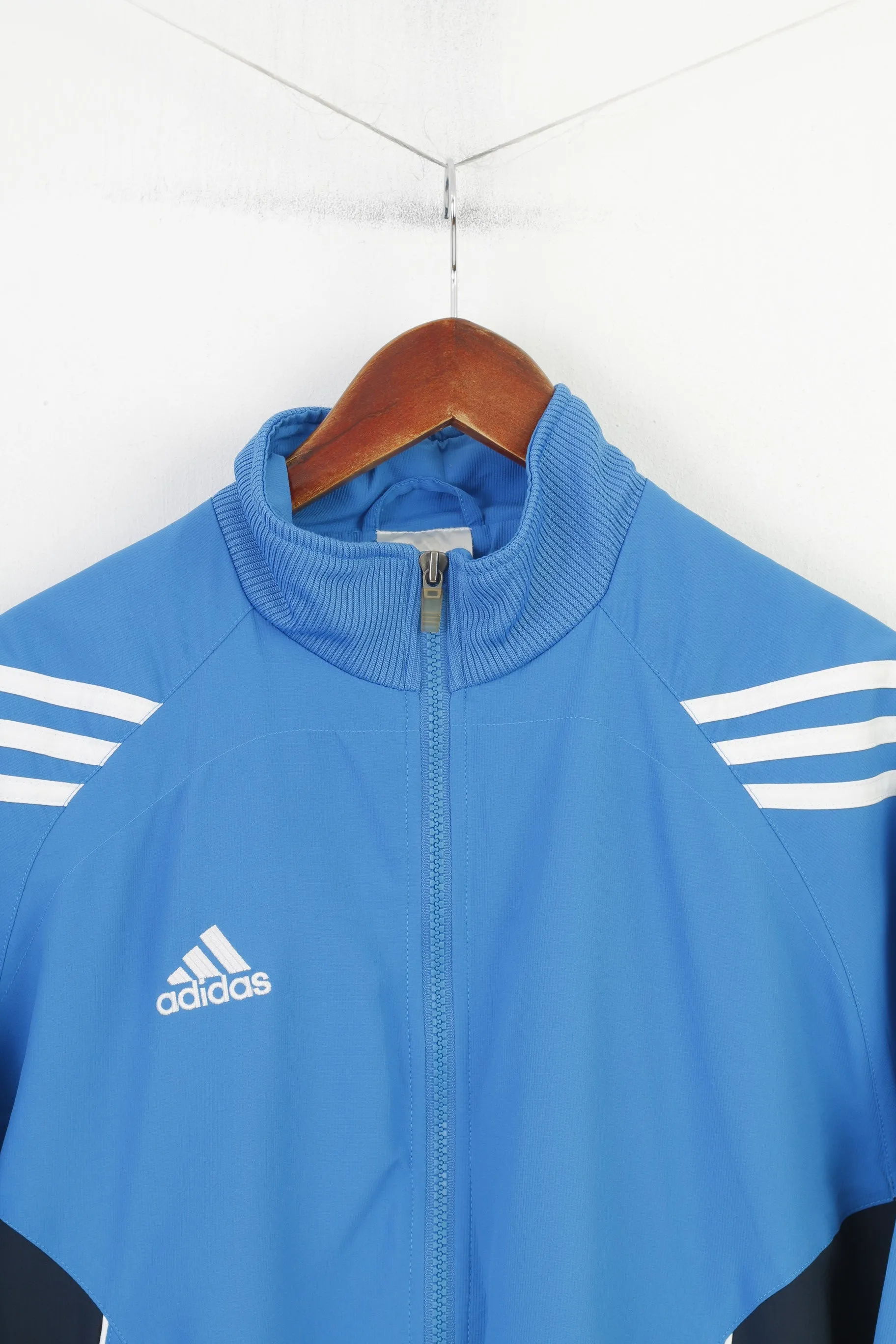 Adidas Men 38 40 174 M Jacket Blue Vintage Full Zipper Lightweight Sportswear Top