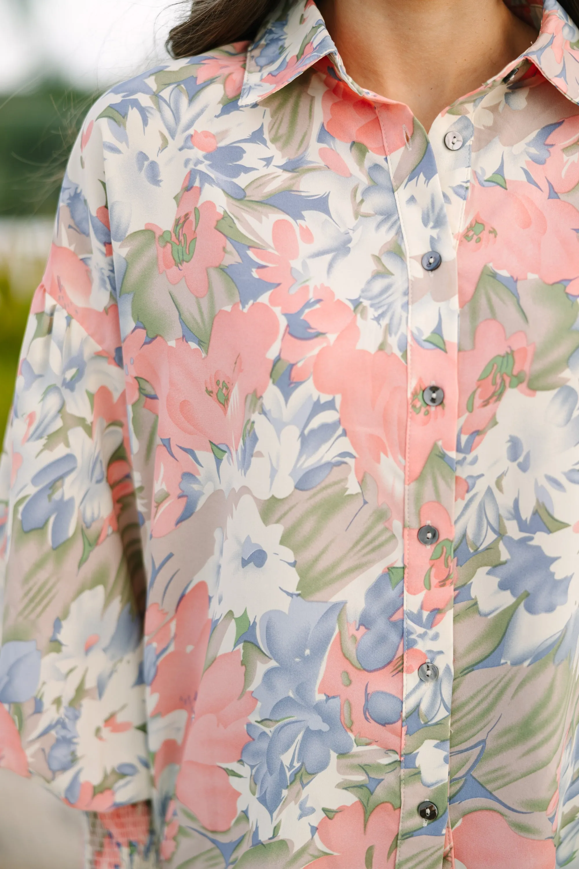 All For Love Blush Pink Floral Blouse