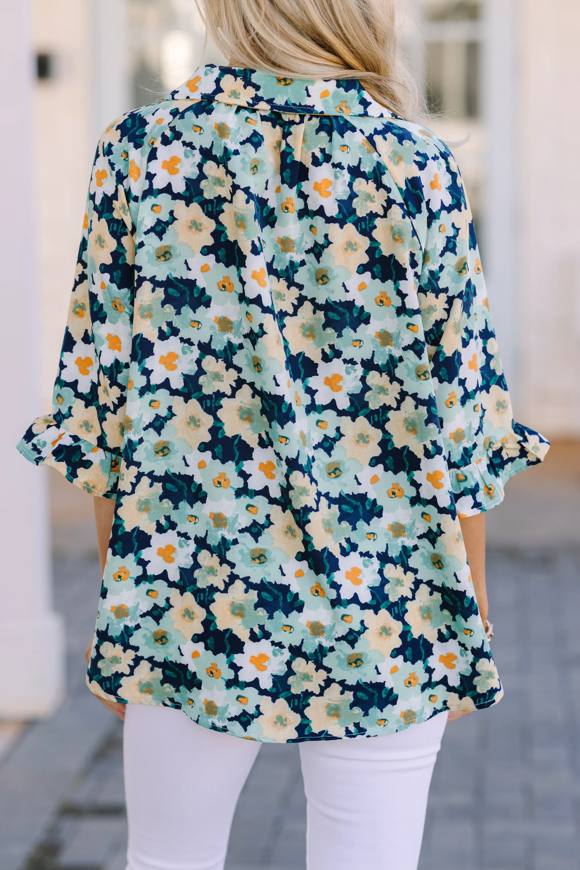 All That You Need Navy Floral Blouse