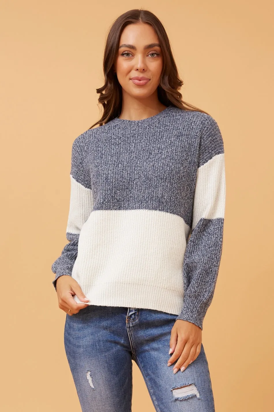 ALYA COLOR BLOCK KNIT JUMPER