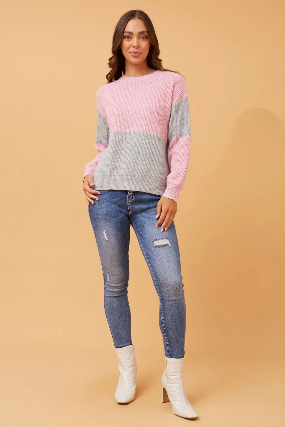 ALYA COLOR BLOCK KNIT JUMPER