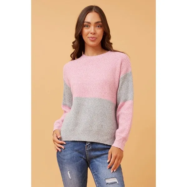 ALYA COLOR BLOCK KNIT JUMPER