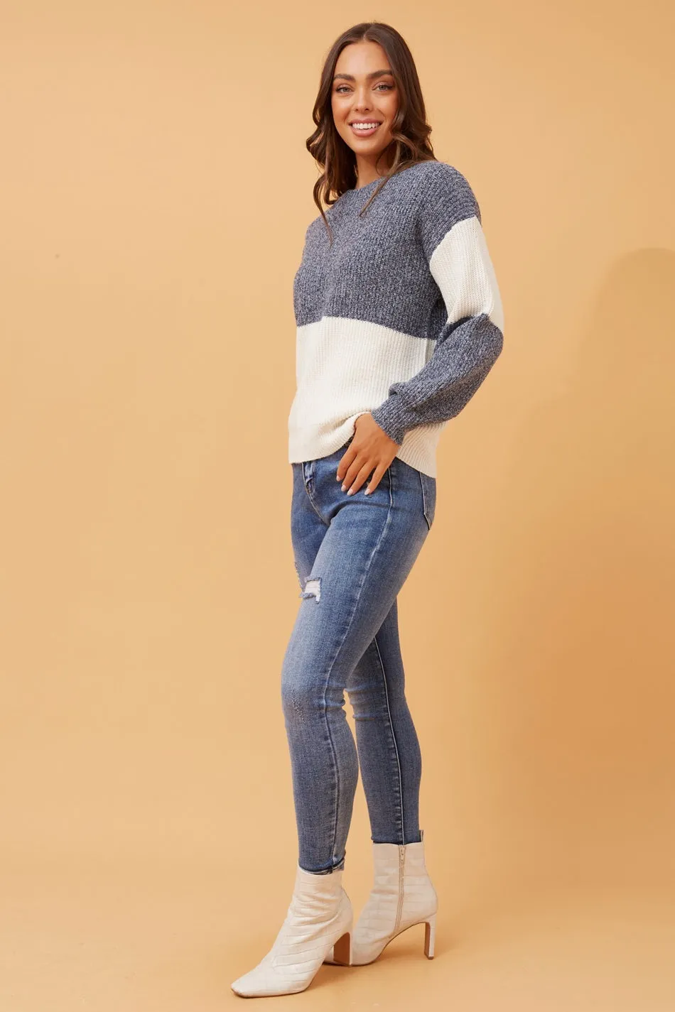 ALYA COLOR BLOCK KNIT JUMPER