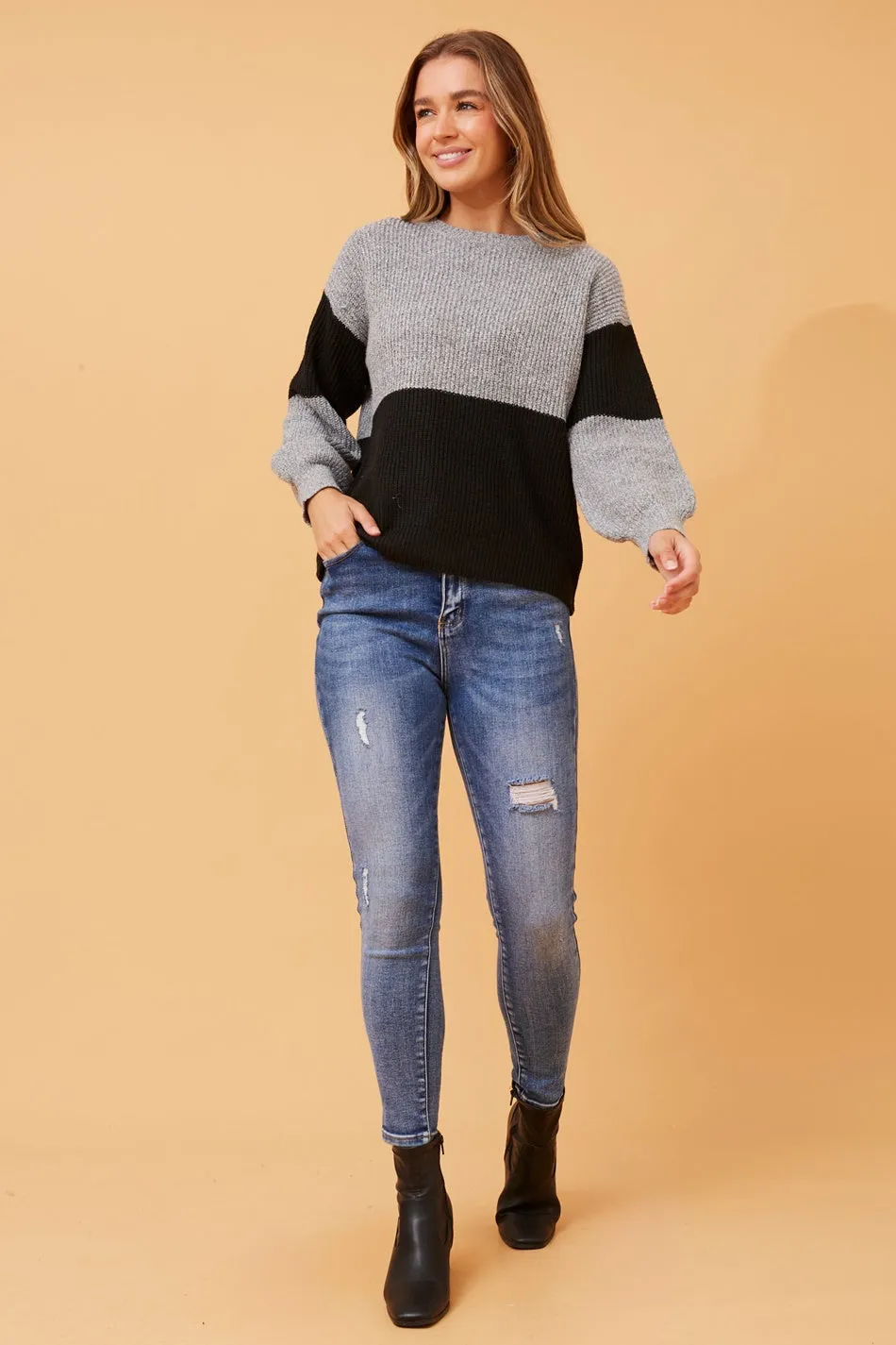 ALYA COLOR BLOCK KNIT JUMPER