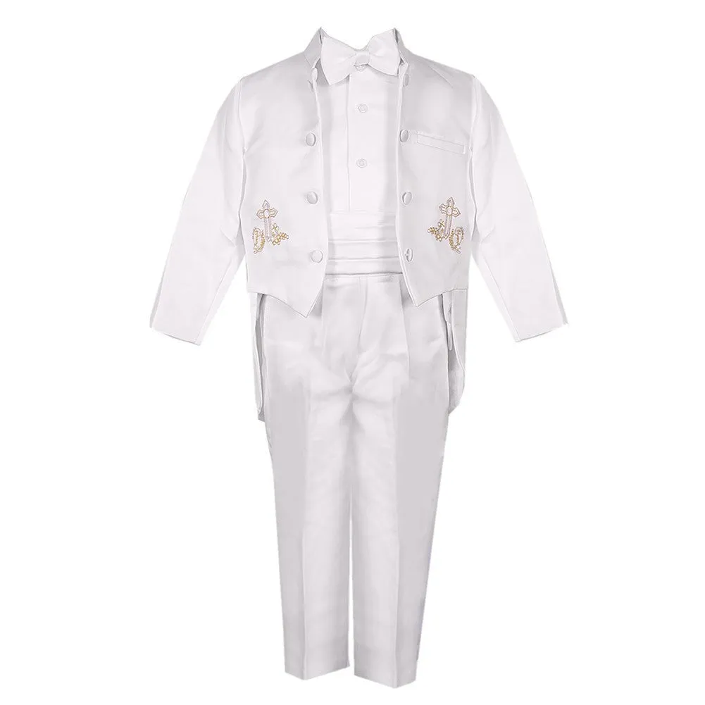 Baby Boys 5 Pc Gold Embroidery Tailed Tuxedo 6-24M