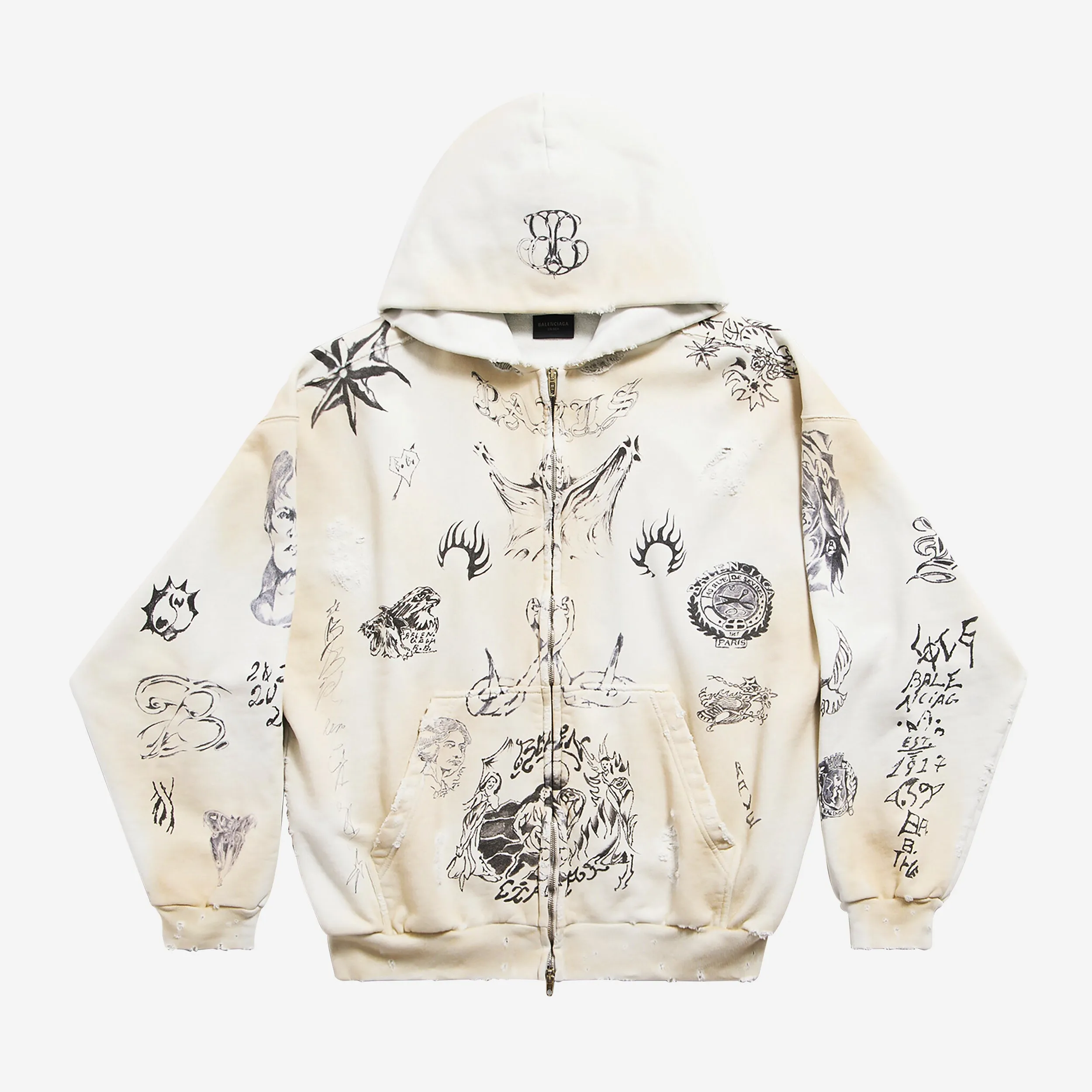 Balenciaga Tat Zip-Up Hoodie