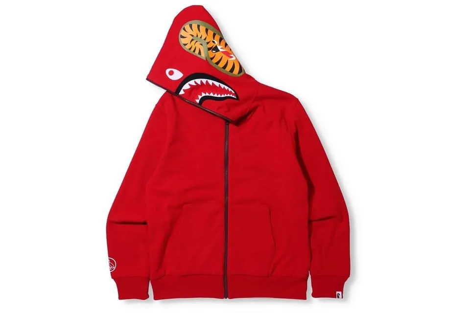 BAPE X OVO REVERSIBLE FULL ZIP HOODIE RED