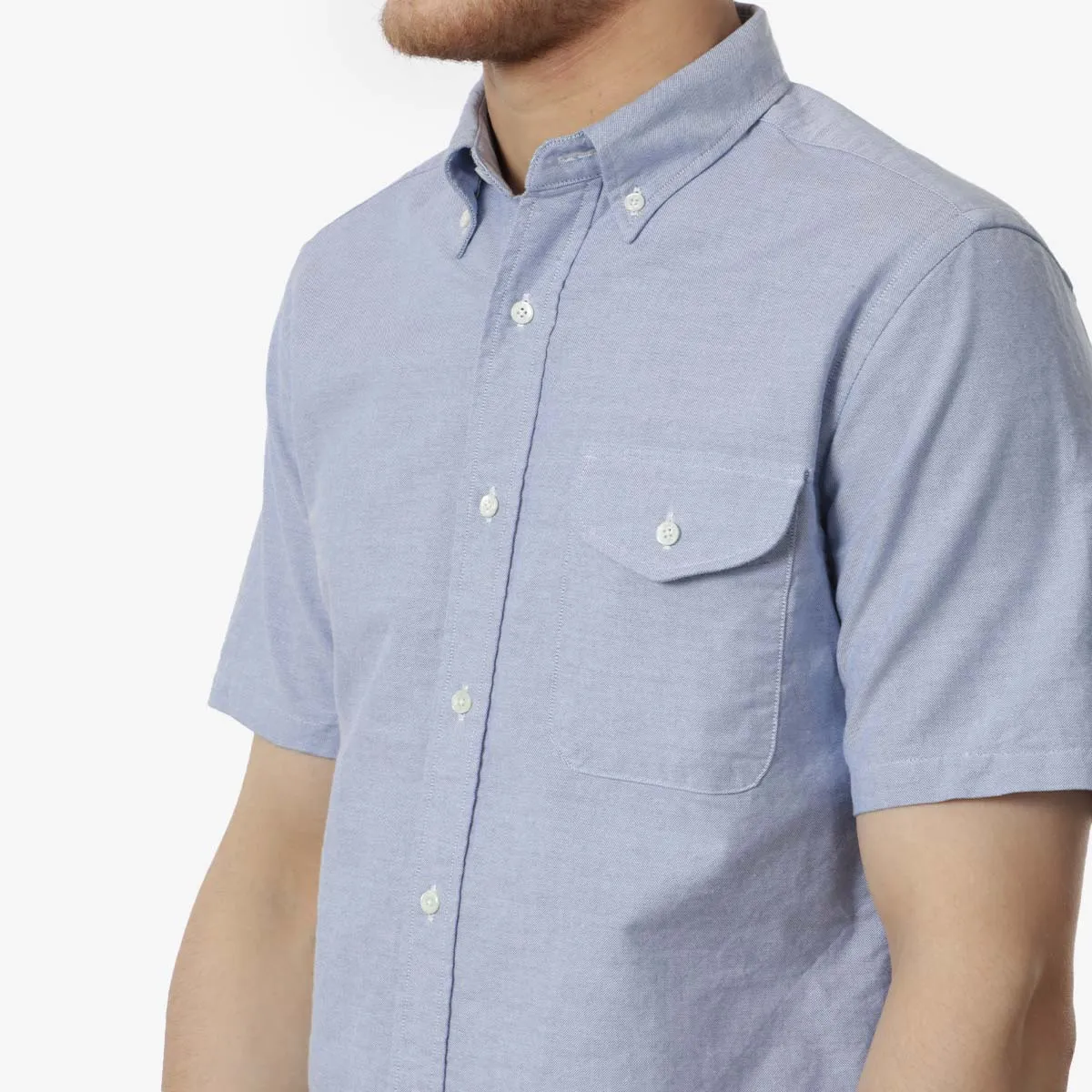 Beams Plus Button Down Short Sleeve Oxford Shirt