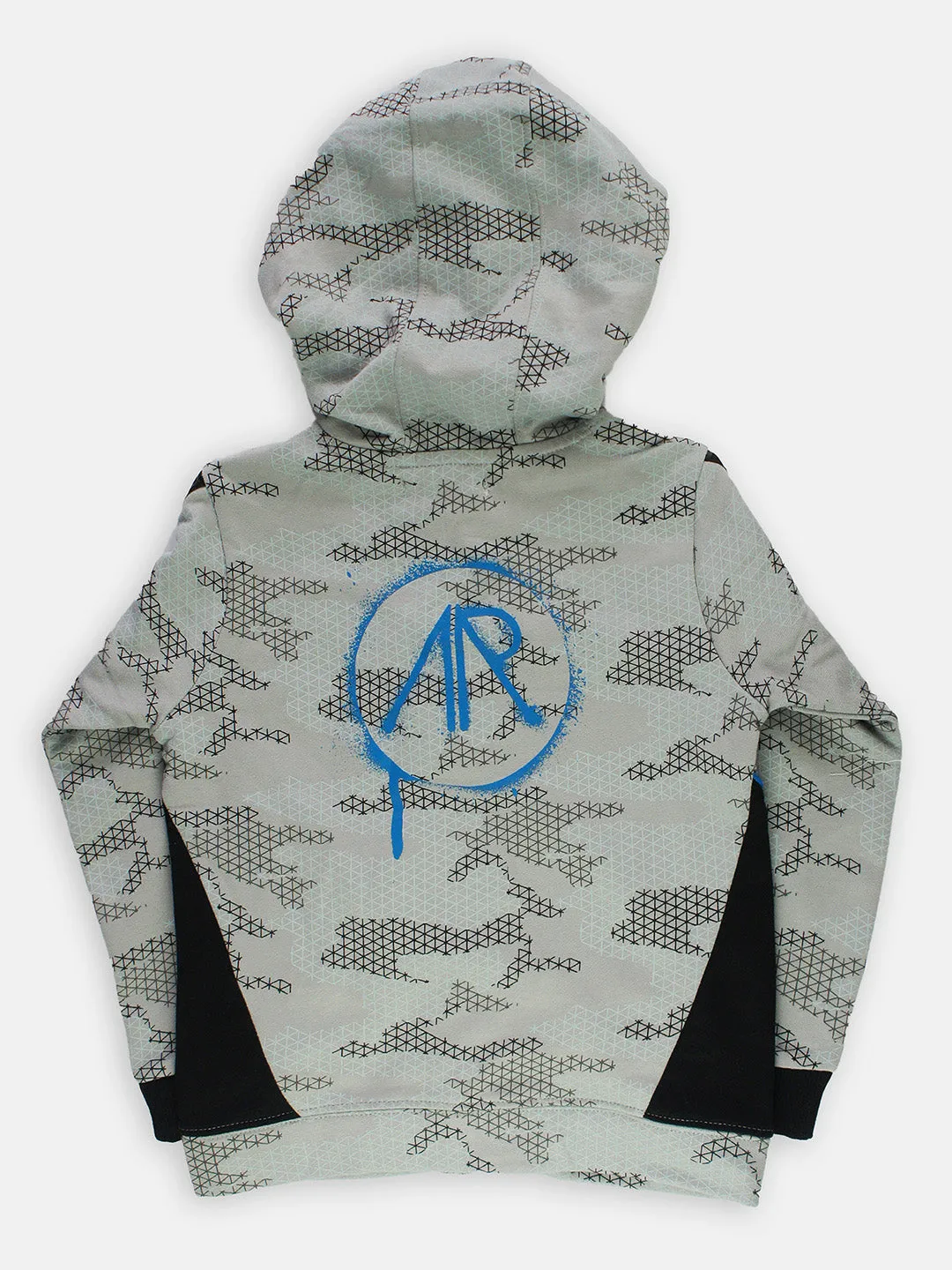 Boys Digital Camo Printed Grey Hoodie