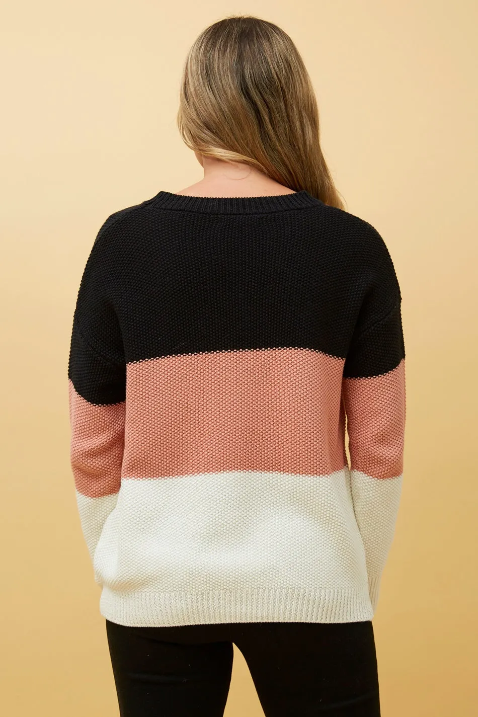 CALEY COLOUR BLOCK KNIT JUMPER