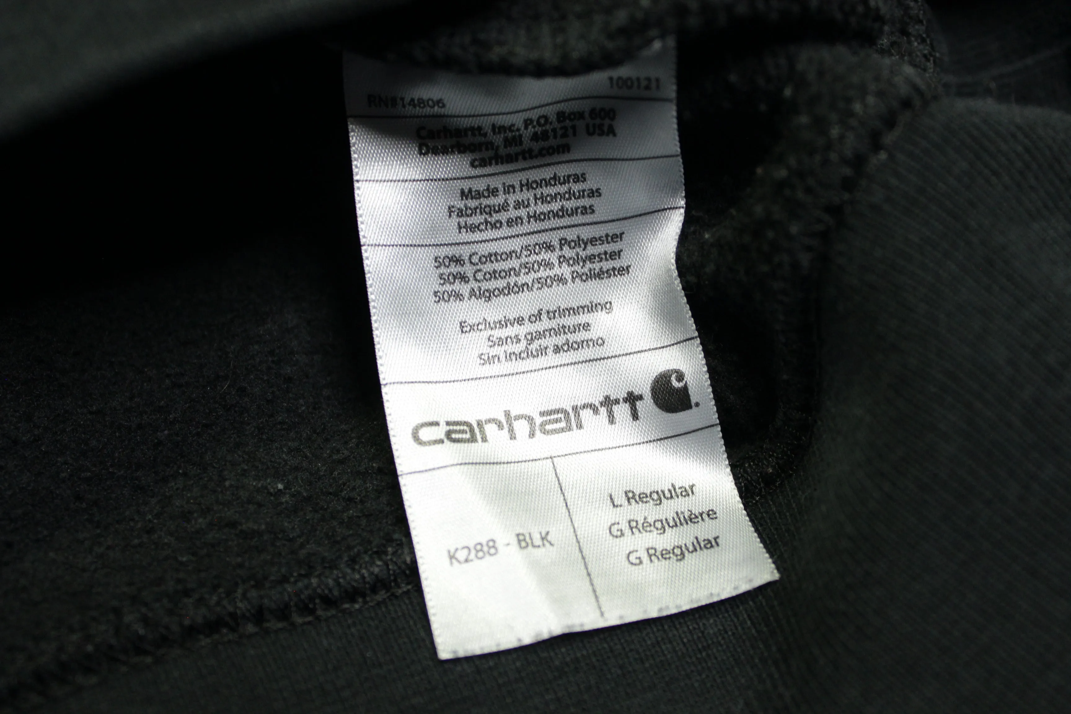 Carhartt K288 BLK Black Pullover Construction Hoodie Sweatshirt