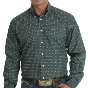 Cinch Men's Geometric Hex Print Button-Down Shirt In Green