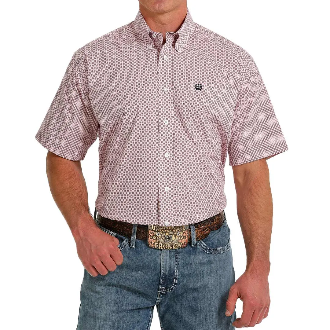 Cinch Men's Short Sleeve Circle Print Button-Down Shirt