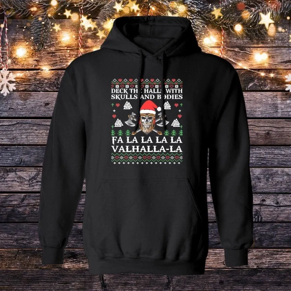 Deck The Halls Black Viking Hoodie