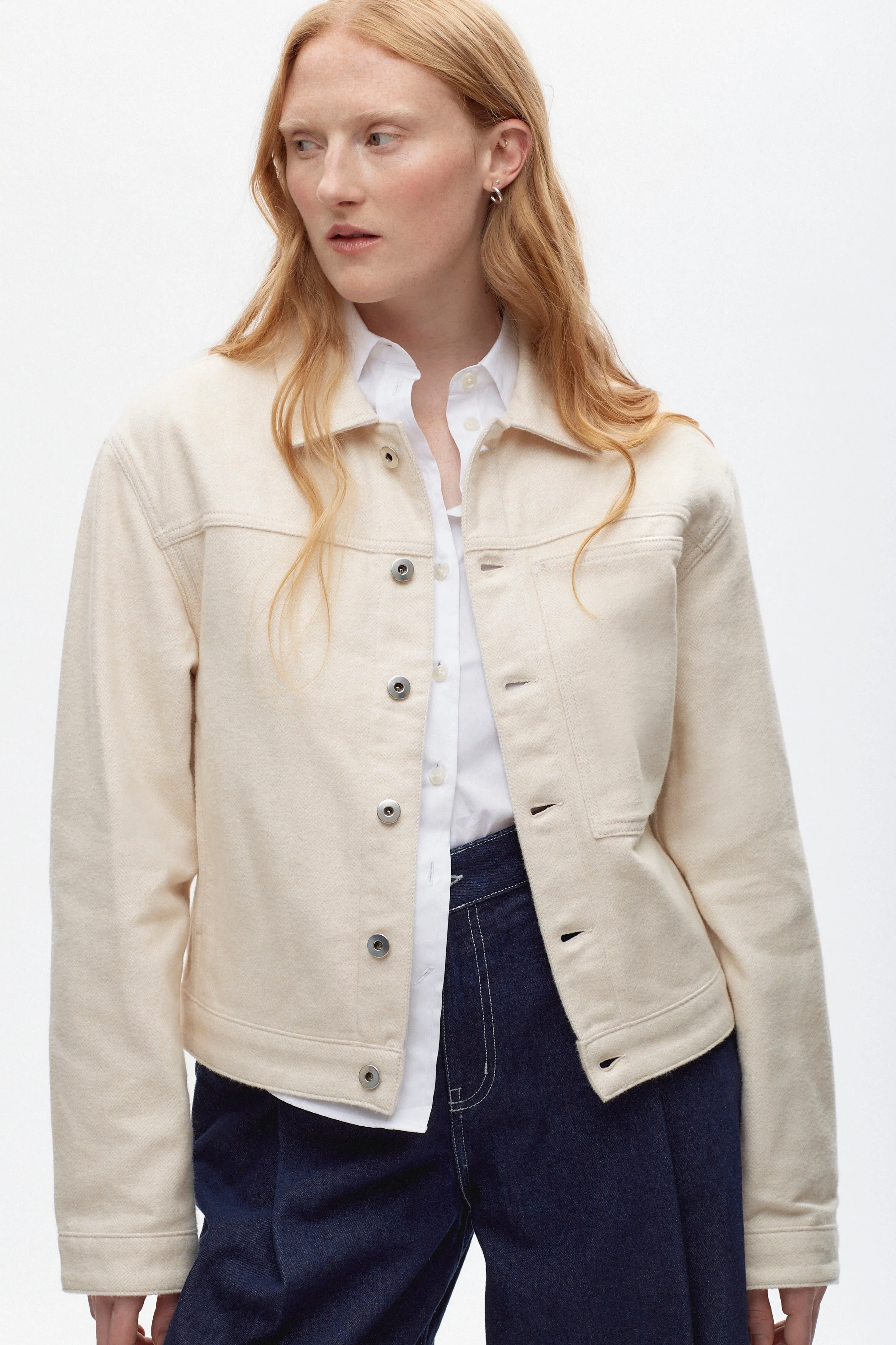 Flannel Esna Jacket in Alabaster Herringbone