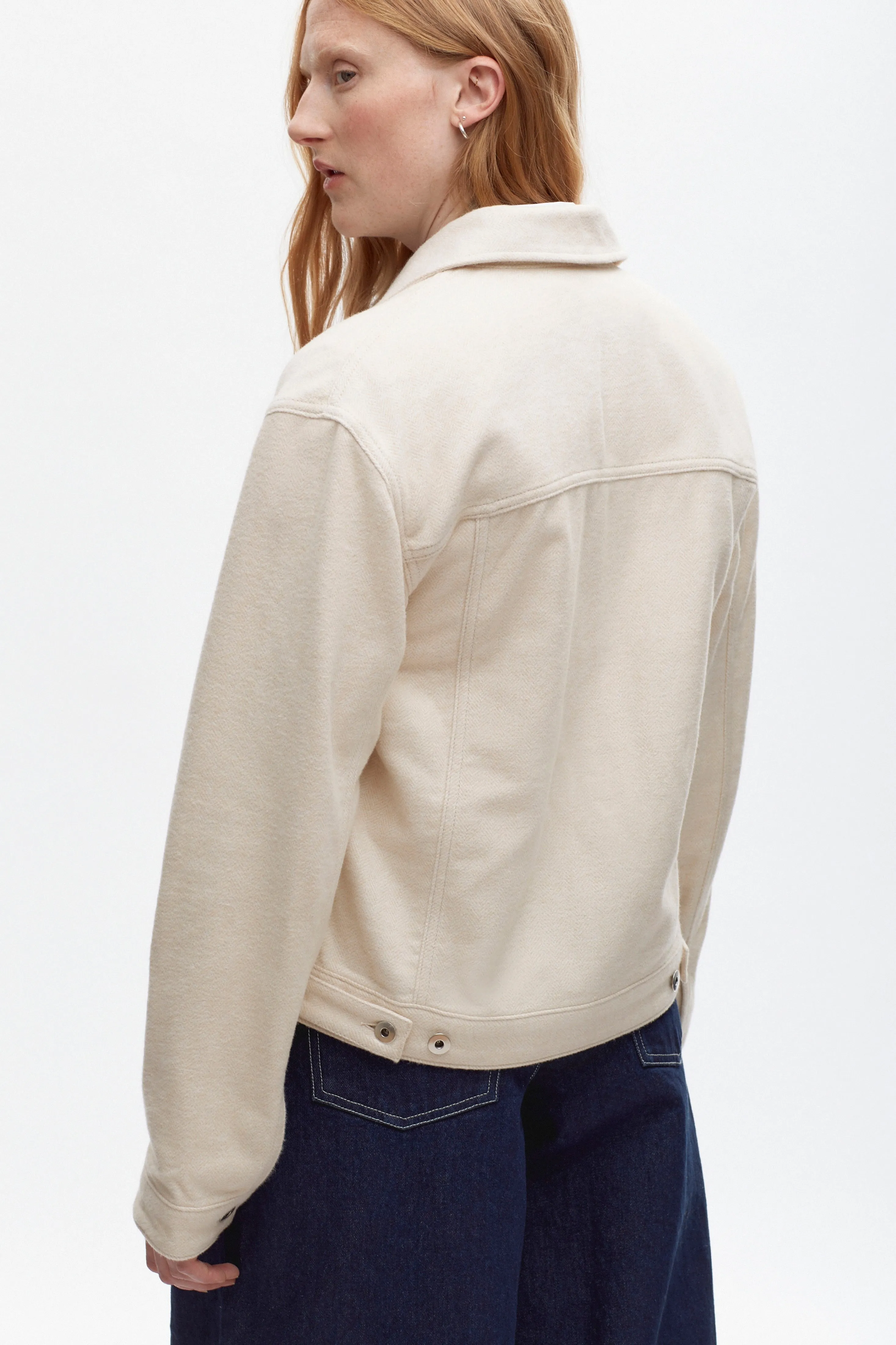 Flannel Esna Jacket in Alabaster Herringbone