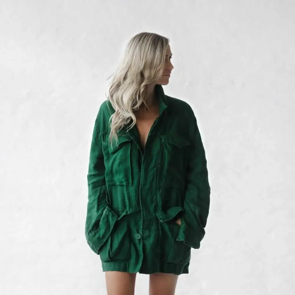 Green linen jacket by Seaside Tones