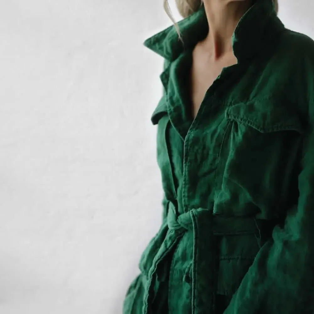 Green linen jacket by Seaside Tones