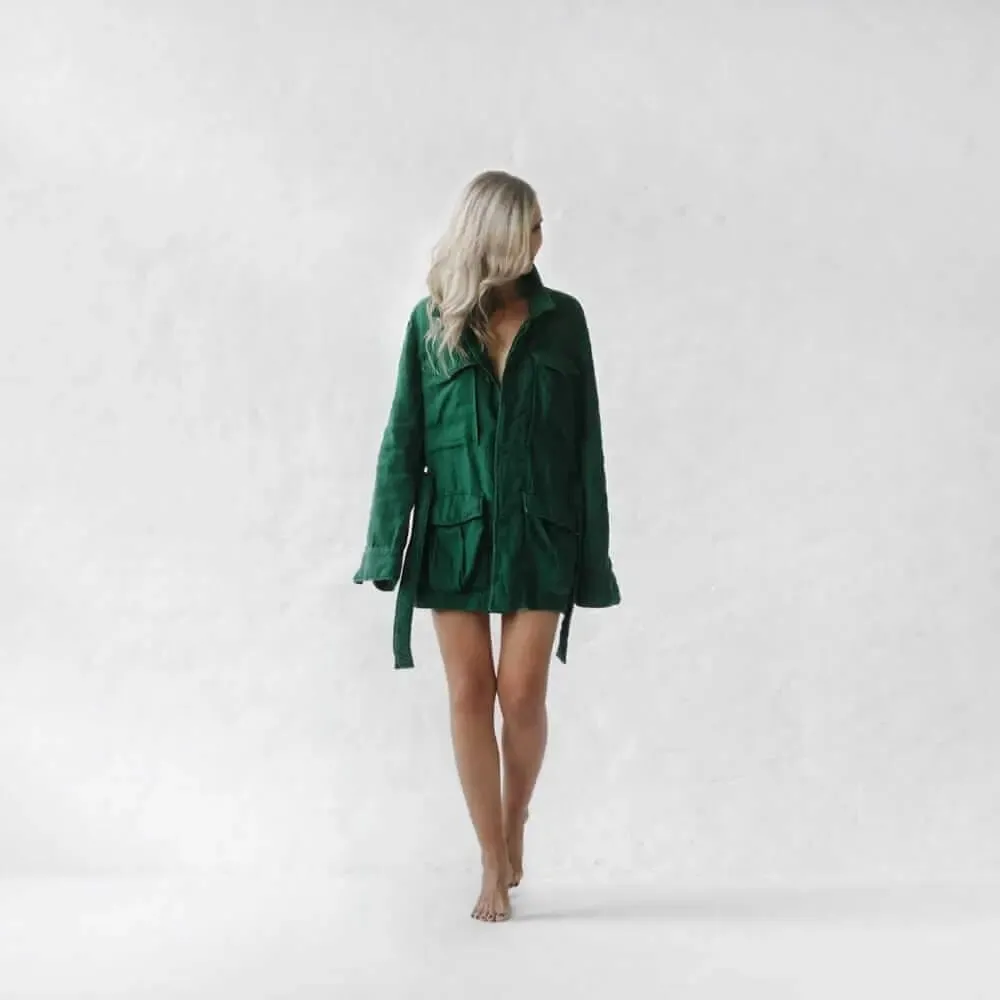 Green linen jacket by Seaside Tones