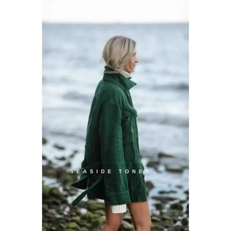 Green linen jacket by Seaside Tones