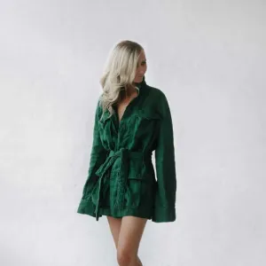 Green linen jacket by Seaside Tones