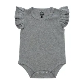 Heather Grey Flutter Sleeve Baby Romper