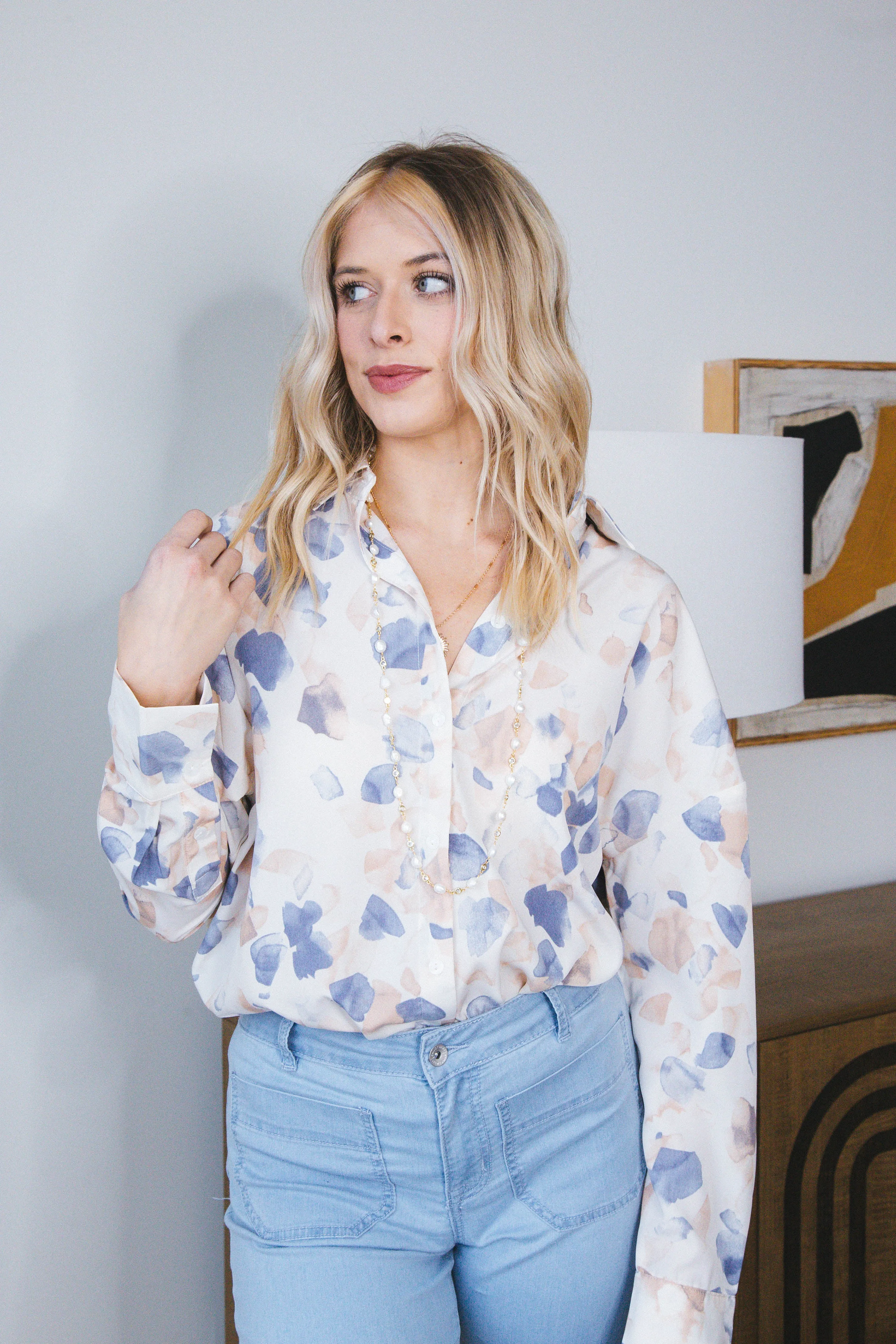 Jemma Printed Woven Blouse, Dried Rose Multi