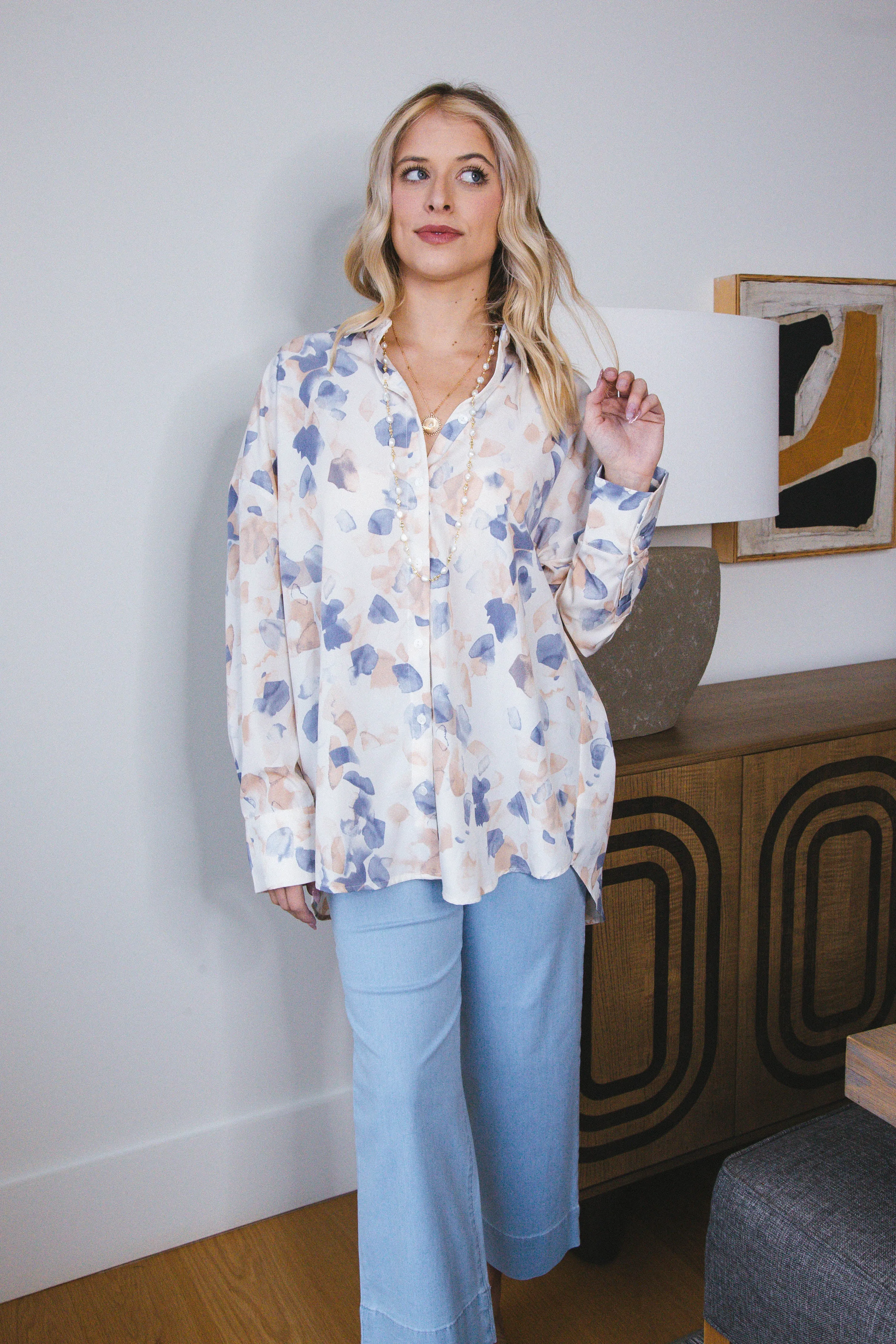 Jemma Printed Woven Blouse, Dried Rose Multi