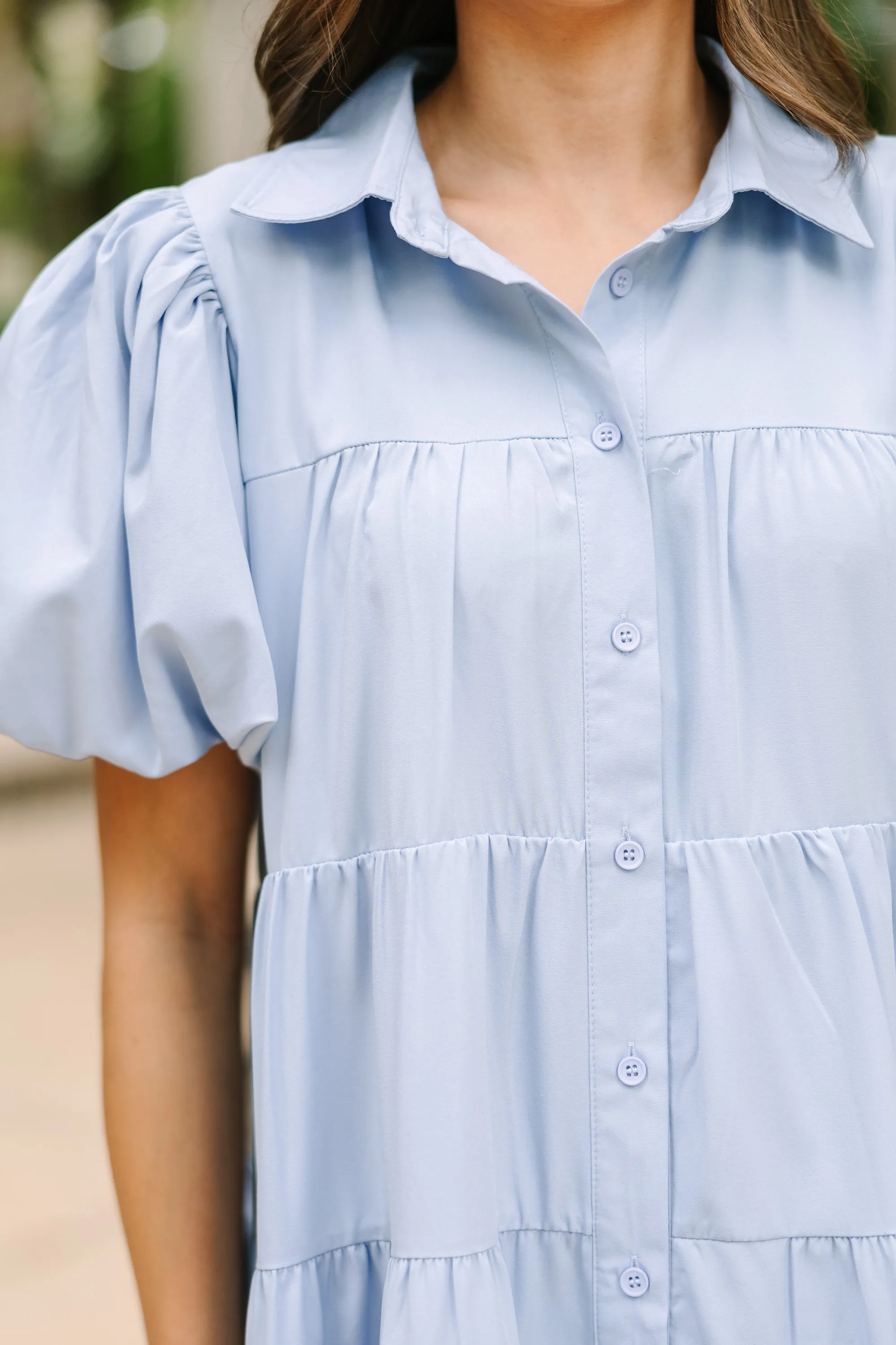 Make It So Chambray Blue Babydoll Dress