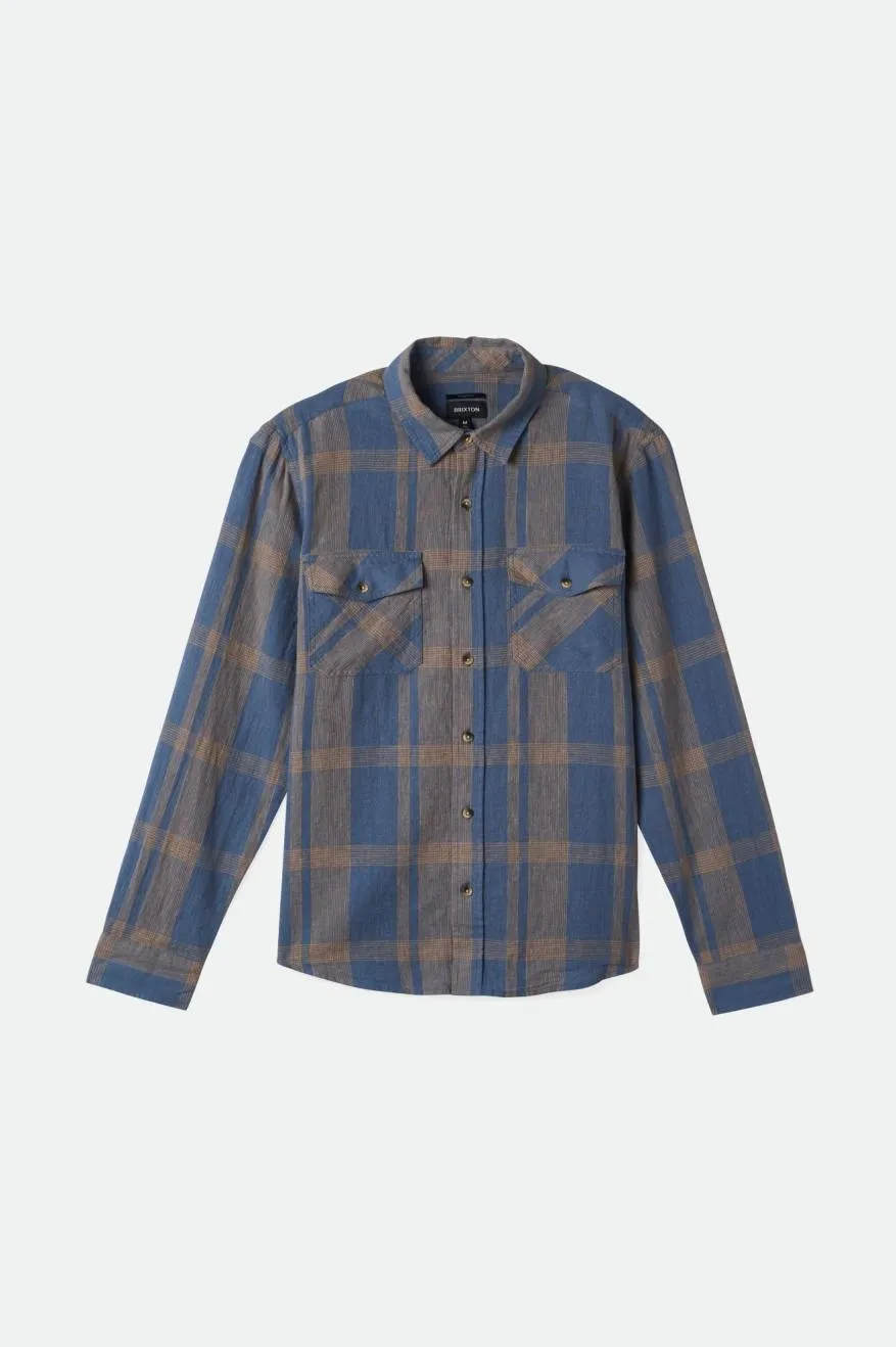 Memphis Linen Blend L/S Shirt - Flint Stone Blue/Sand