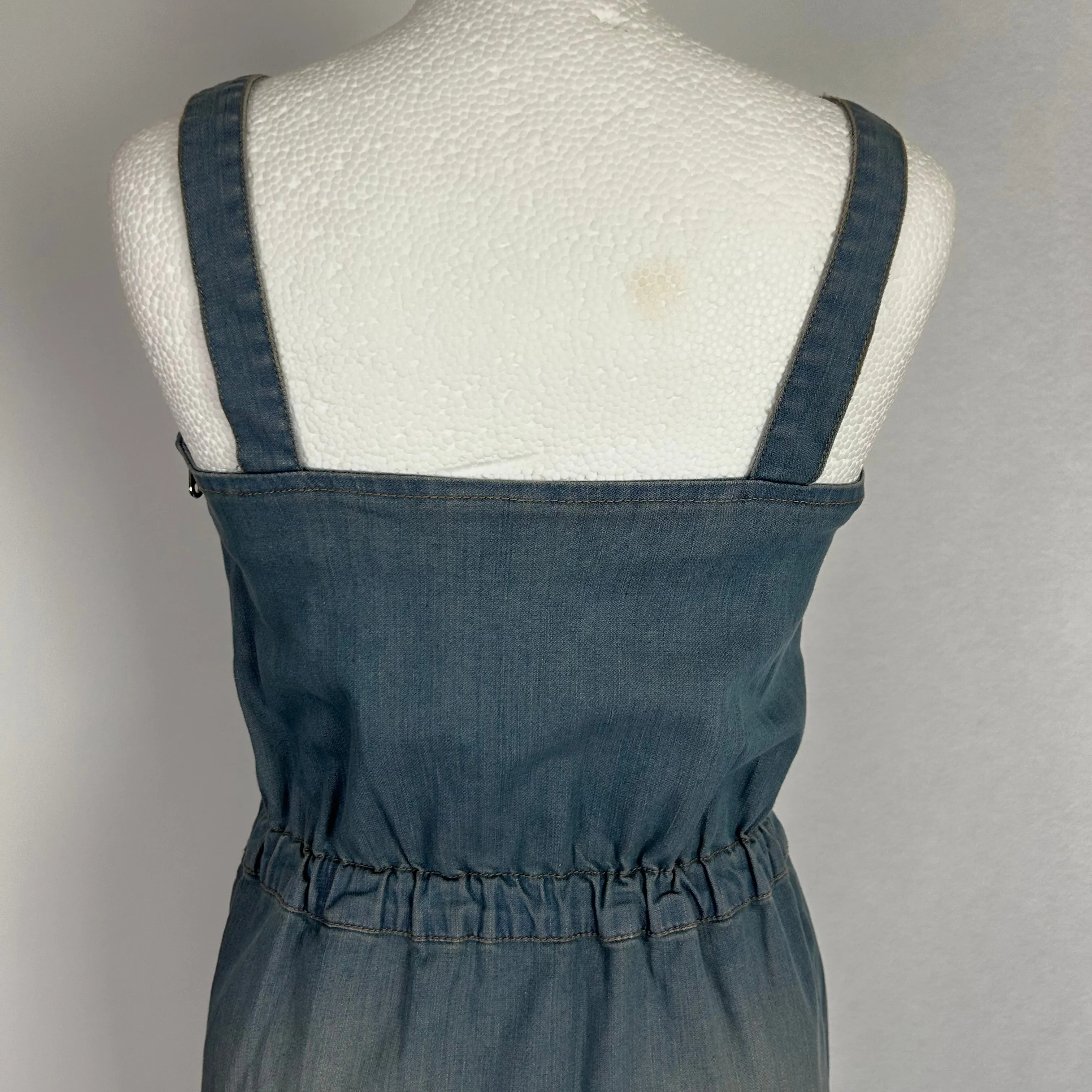 Mulberry Brand New Pale Denim Strappy Midi Dress XS