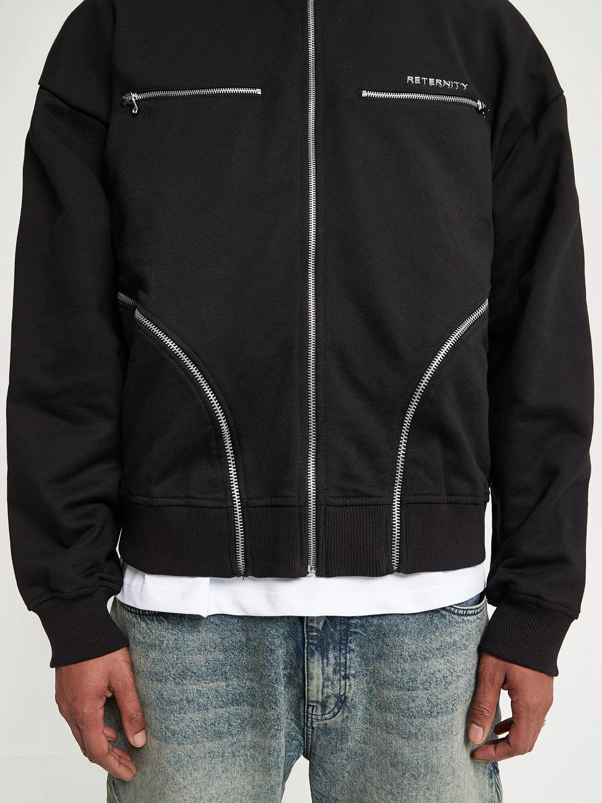 MULTIPLE ZIPPER HOODIE - BLACK