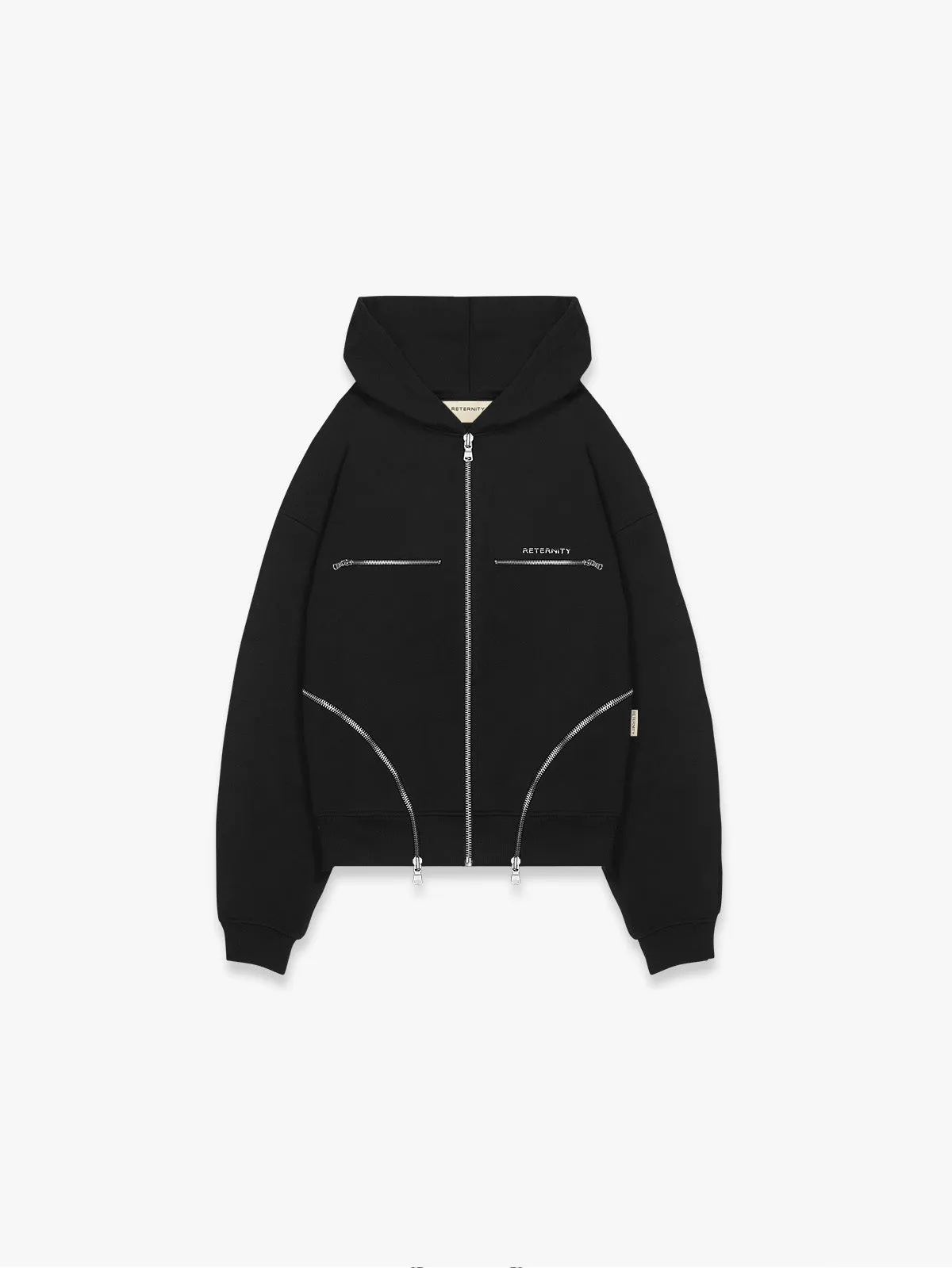 MULTIPLE ZIPPER HOODIE - BLACK