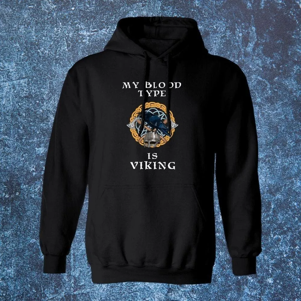 My Blood Type Is Viking Black Hoodie