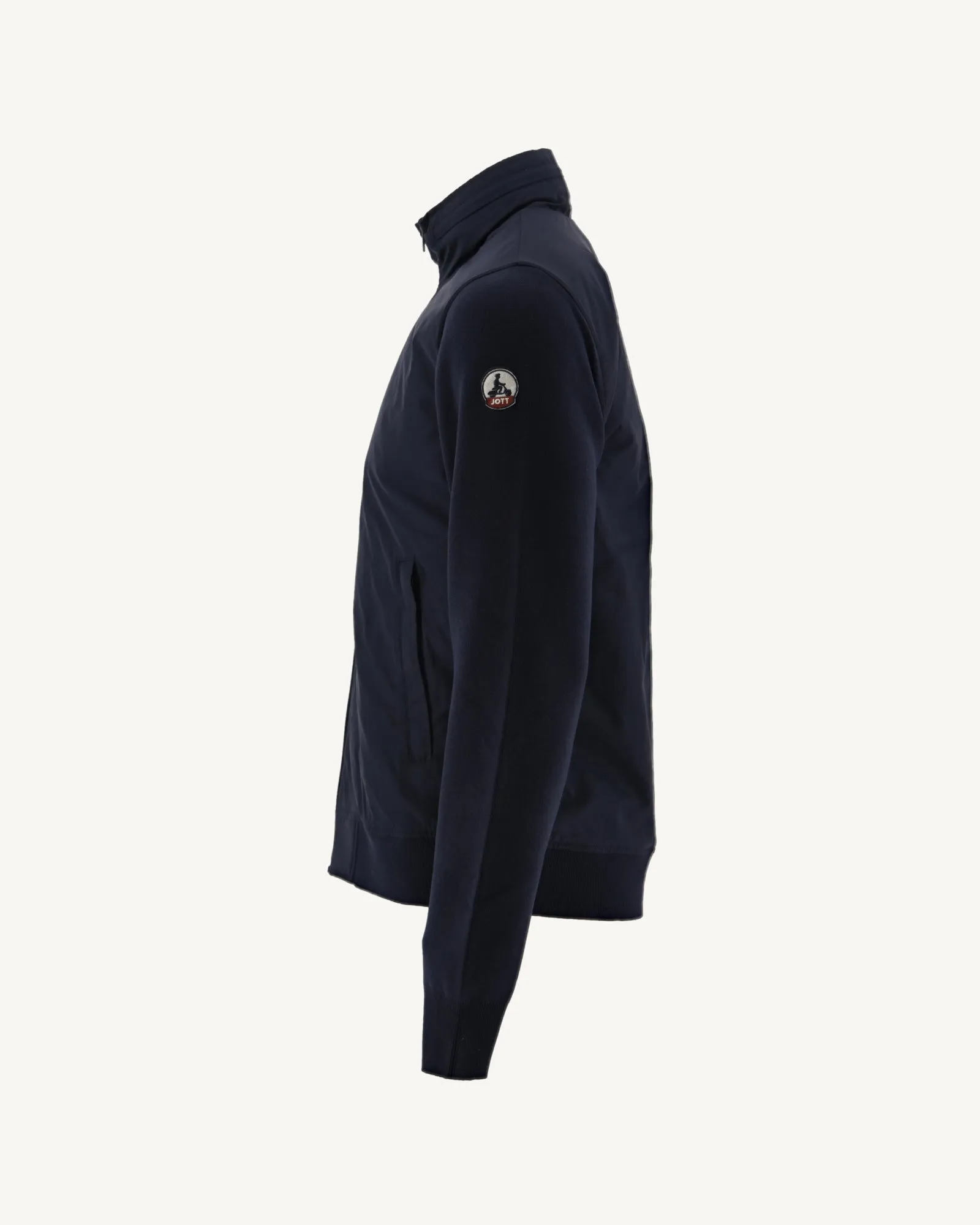 Navy Bardenas bi-fabric hooded jacket