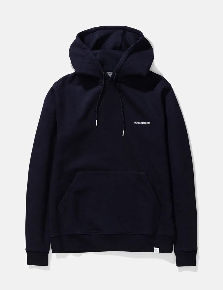 Norse Projects Vagn Logo Hooded Sweatshirt - Dark Navy Blue