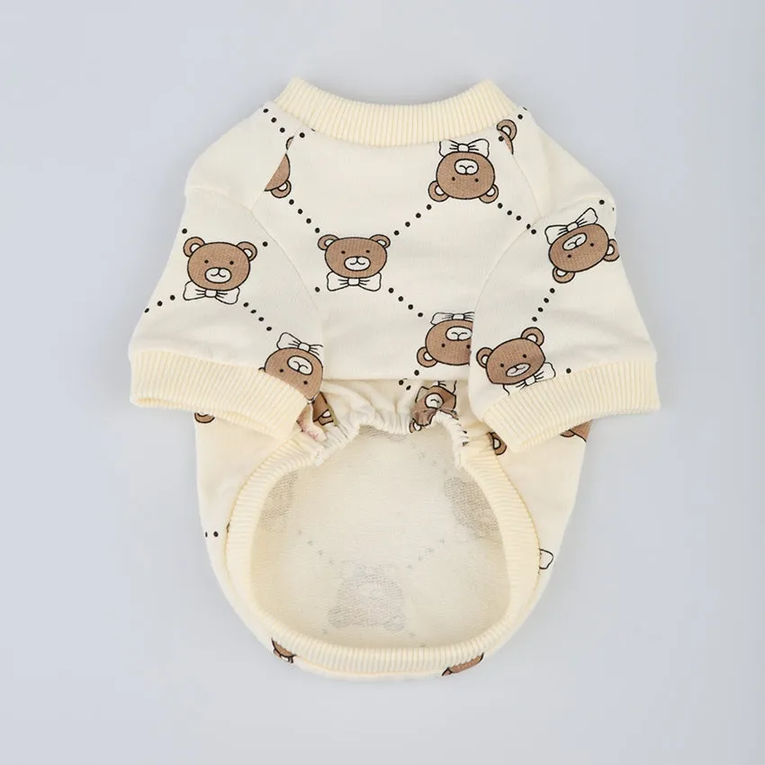 R logo Cute Bear Patterned Dogs Clothes Casual Comfortable Clothing Korean Designers Apparel Outfits Pets Knit Banding