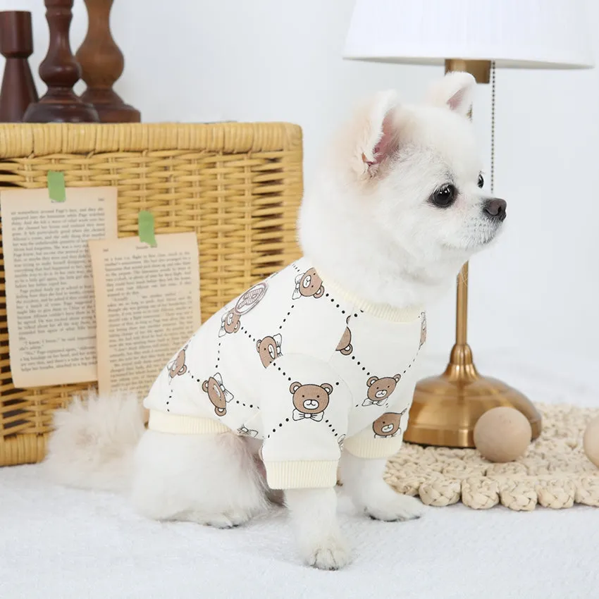 R logo Cute Bear Patterned Dogs Clothes Casual Comfortable Clothing Korean Designers Apparel Outfits Pets Knit Banding