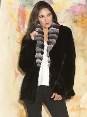 Ranch Mink Fur Jacket with Chinchilla Fur Collar