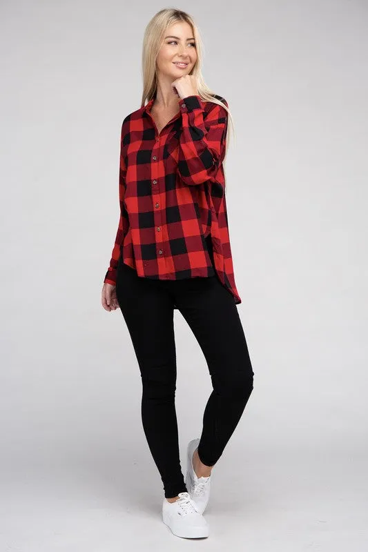 Red and Black Classic Plaid Flannel Shirt