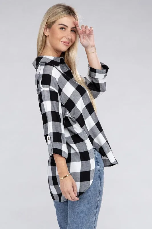 Red and Black Classic Plaid Flannel Shirt