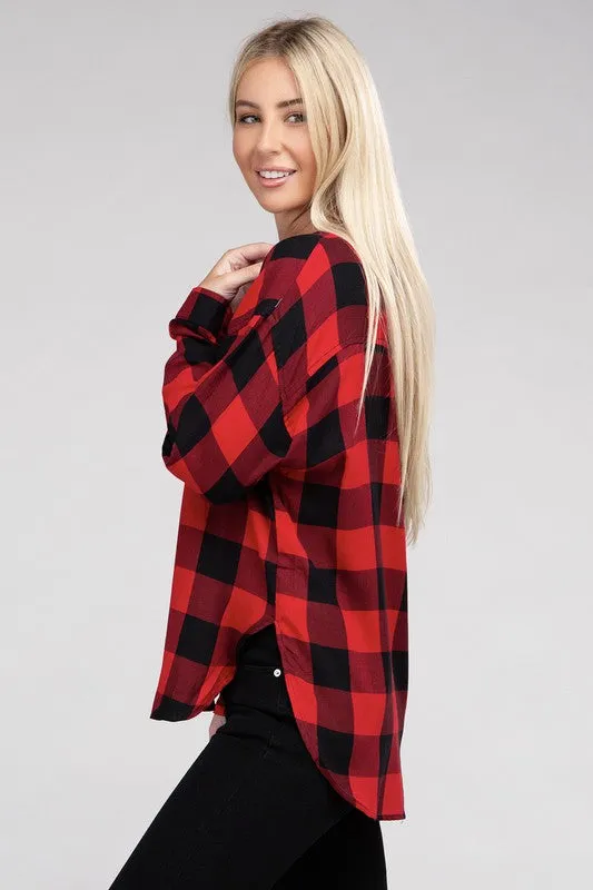 Red and Black Classic Plaid Flannel Shirt