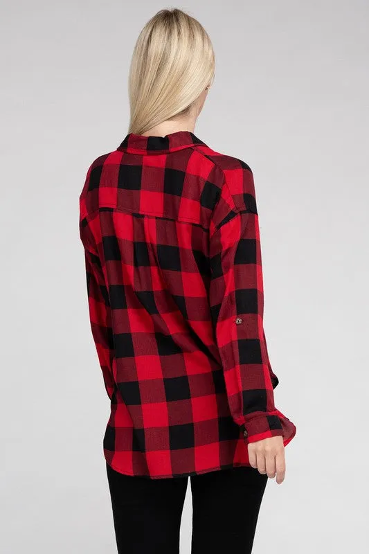 Red and Black Classic Plaid Flannel Shirt