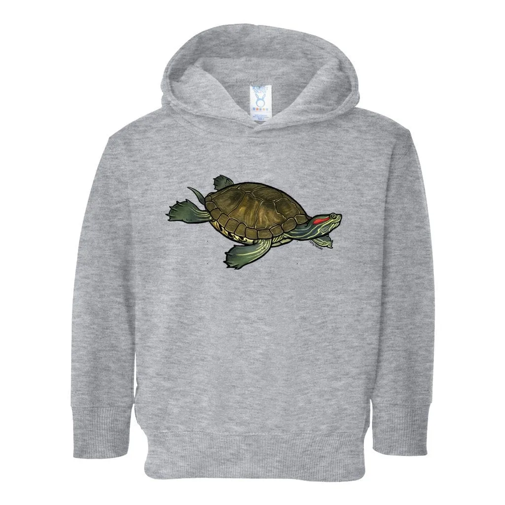 Red Eared Slider Toddler Pullover Hoodie, Cute Turtle Reptile Kids Top