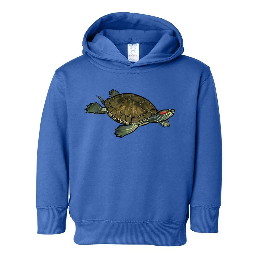 Red Eared Slider Toddler Pullover Hoodie, Cute Turtle Reptile Kids Top