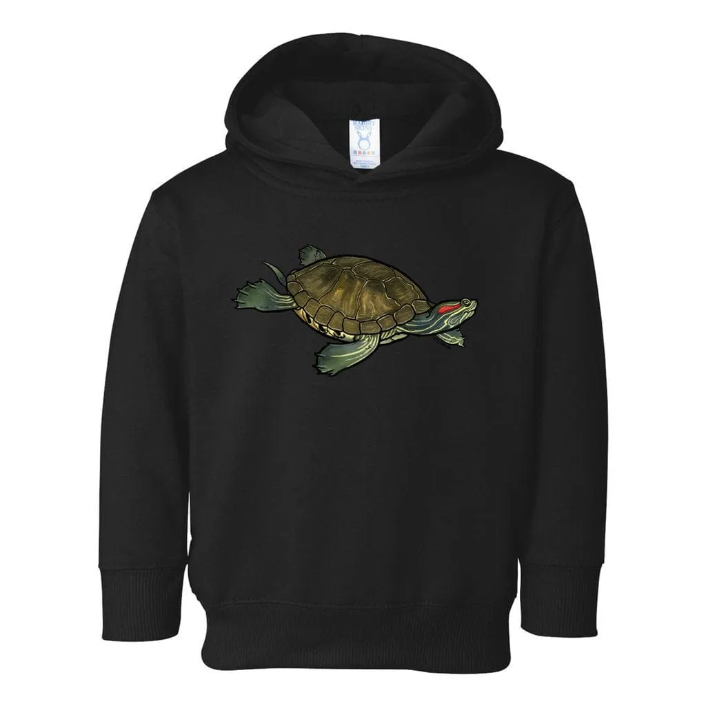 Red Eared Slider Toddler Pullover Hoodie, Cute Turtle Reptile Kids Top