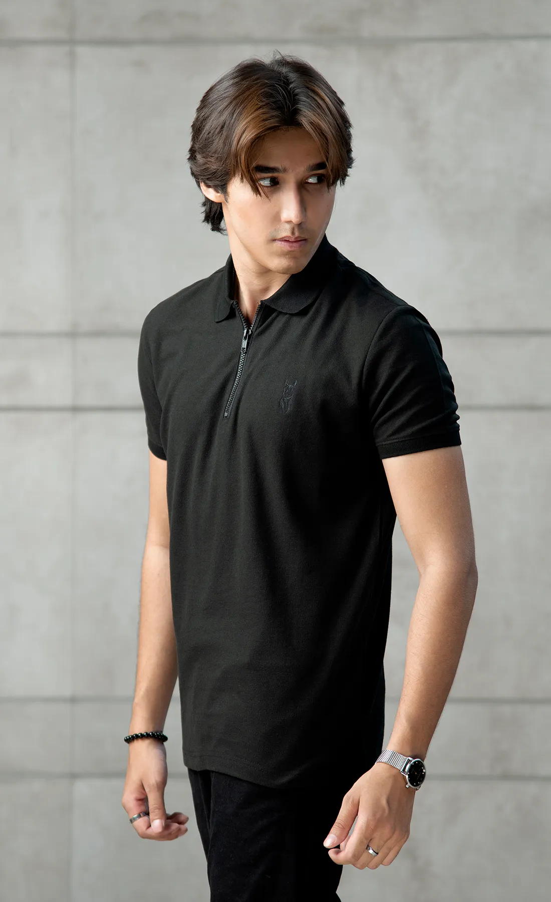 Streetela Black Zipper Polo